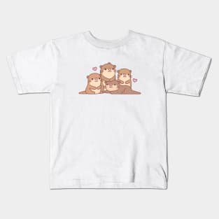 Cute Group Of Little Otters Kids T-Shirt